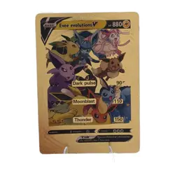 Pokemon Eevee Evolutions V 880hp Gold Foil Fan Art Collector Card TCG - Image 1