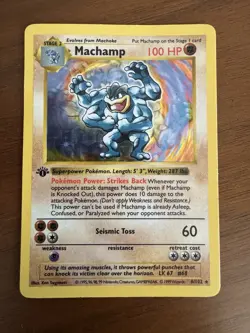 Machamp Pokemon TCG Base Set Holo Rare Card 8/102 Shadowless - Image 1