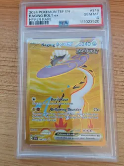 2024 Pokemon TEF EN Raging Bolt ex #218 Hyper Rare PSA 10 GEM MINT - Image 1