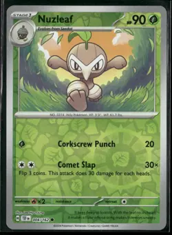 Pokemon Nuzleaf #004/162 SV05: Temporal Forces Common Reverse Holo - Image 1