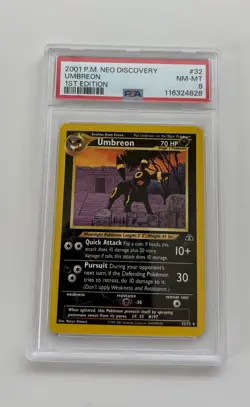 FRESH GRADE!! 2001 POKEMON NEO DISCOVERY 1ST ED #32 UMBREON PSA 8 NM-MT - Image 1