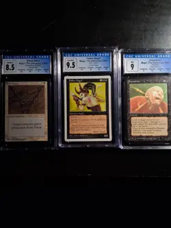 MTG Graded Cards X3: Black Ward 8.5, Fallen Angel 9.5, And Inquisition 9 - Image 1