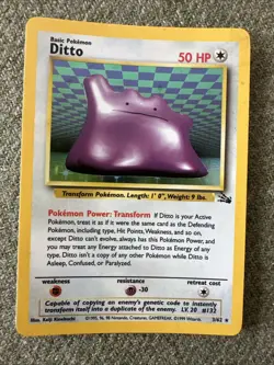 Pokemon TCG Ditto Fossil Holo Card 3/62 Rare - mint condition - Image 2