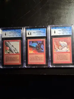 MTG Three Graded From "The Dark" Goblin Rock Sled, Fire Drake, And Goblin Hero - Image 1