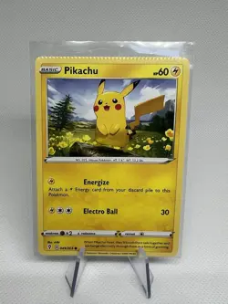 2021 Pokemon Evolving Skies Pikachu Error Card Miscut/Crimp 49/203 - RARE! - Image 1