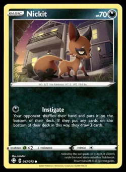 2021 Shining Fates Set Pokemon Card 047 Nickit NM - Image 1