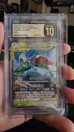 CGC 10 Pristine Celebi & Venusaur GX 001/095 RR Tag Bolt sm9 Pokemon Card - Image 1