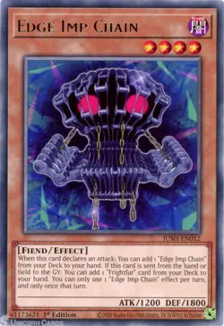 Yugioh! Edge Imp Chain JUSH-EN012 Rare 1st Edition NM Justice Hunters - Image 1