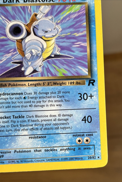 Dark Blastoise Pokemon Card Rare Non Holo 20/82 Team Rocket Set 2000 WOTC LP - Image 5