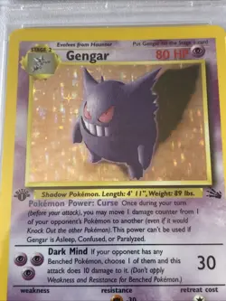 1999 Pokemon TCG Fossil 1st Edition Gengar Holo Rare Card 5/62 PSA 8 - Image 2
