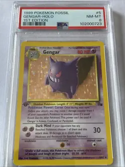 1999 Pokemon TCG Fossil 1st Edition Gengar Holo Rare Card 5/62 PSA 8 - Image 4
