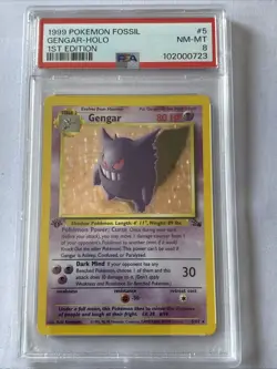 1999 Pokemon TCG Fossil 1st Edition Gengar Holo Rare Card 5/62 PSA 8 - Image 5