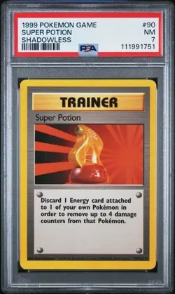1999 Pokemon Base Set Shadowless Super Potion 90/102 PSA 7 NM - Image 1