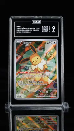 2025 POKEMON PRISMATIC EVOLUTIONS POKEMON CENTER ETB SVP PROMO #173 EEVEE TAG 9 - Image 1