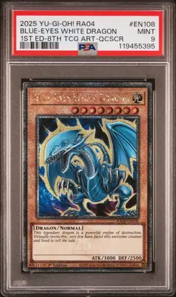 YUGIOH PSA 9 2025 Blue-Eyes White Dragon RA04-EN108 QCR "8th ART" 1st Edition - Image 1