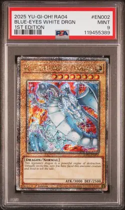 YUGIOH PSA 9 2025 Blue-Eyes White Dragon RA04-EN002 QCR 1st Edition - Image 1