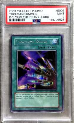 Yugioh Card Thousand Knives Promo Secret Rare PSA 9 Mint, Euro PCY-E003 2003 - Image 1