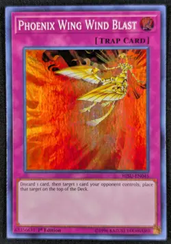 Phoenix Wing Wind Blast 1996 1st Ed Super Rare Holo Yugioh Card HISU-EN045 (NM) - Image 1