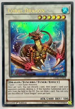 LEHD-ENB38 Coral Dragon - Ultra Rare 1st Edition Near Mint YuGiOh Card - Image 1