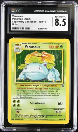 CGC 8.5 Venusaur 2002 Legendary Collection 18/110 Holo Pokemon Card psa - Image 1