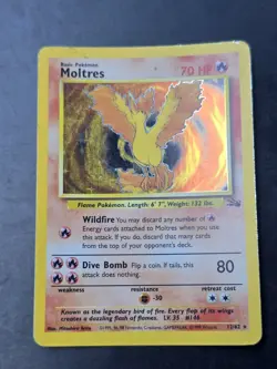 Pokemon TCG Moltres Holo Rare Card 12/62 Fossil Set 1999 Vintage - MP Cond. - Image 1