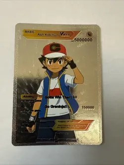 Ash Ketchum Vmax HP 5000000 Silver Foil Fan Art Card Gotta Win Them All 💥💥💥 - Image 1