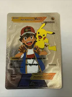Ash Ketchum Vmax HP 5000000 Silver Foil Fan Art Card Gotta Win Them All 💥💥💥 - Image 1