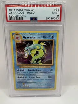 Pokemon 2016 XY Evolutions Gyarados Reverse Holo Card 34/108 PSA 9 Mint - Image 1