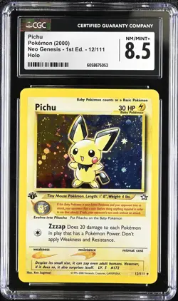 CGC 8.5 Pichu Neo Genesis 1st Edition 12/111 Holo Pokemon Card - Image 1