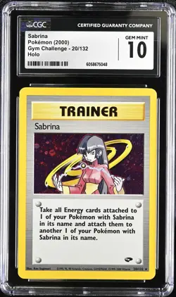 CGC 10 GEM MINT Sabrina 2000 Gym Challenge 20/132 Holo SWIRL Pokemon Card psa - Image 1