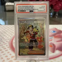 2025 POKEMON DESTINED RIVALS SPECIAL ILLUSTRATION RARE ETHAN'S ADVENTURE PSA 10 - Image 1