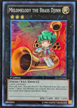 Melomelody Brass Djinn 1996 1st Edition Super Rare Holo Yugioh YS12-EN042 (NM) - Image 1