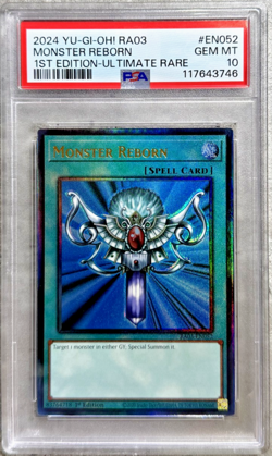 Yugioh Card Monster Reborn Ultimate Rare PSA 10 Gem Mint, RA03-EN052 2024 - Image 1