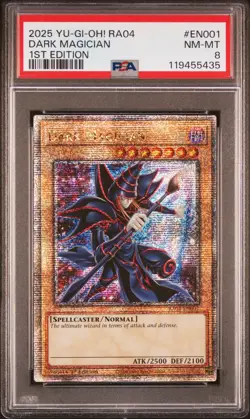 YUGIOH PSA 8 2025 Dark Magician RA04-EN001 Quarter Century Rare 1st Edition - Image 1