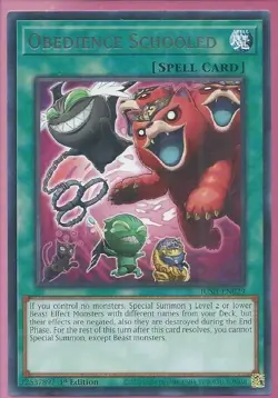 Yugioh! 3x Obedience Schooled JUSH-EN029 Rare 1st Edition NM Justice Hunters - Image 1