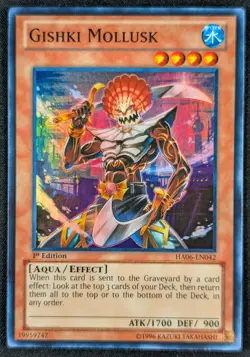Gishki Mollusk 1996 1st Edition Super Rare Holo Yugioh HA06-EN042 (NM) - Image 1