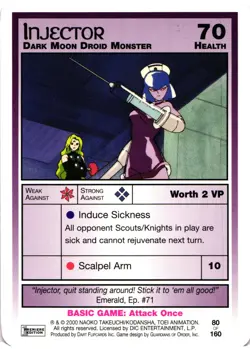 Sailor Moon CCG Premier Edition Injector Dark Moon Droid Monster Trading Card - Image 1