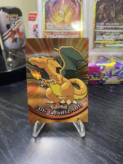 Topps 1999 Charizard Trading Card Pokemon Holo TCG + Topps 1999 Pikachu Holo - Image 1
