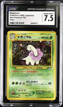 CGC 7.5 Meganium 1999 Neo Premium File Japanese 154 Holo Pokemon Card psa - Image 1