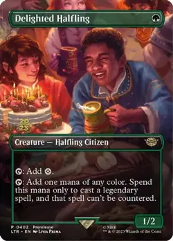 Delighted Halfling - Foil Extended Art Prerelease Promo LTR NM MTG - Image 1