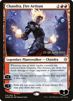 Chandra, Fire Artisan - Foil Prerelease Promo War of the Spark LP MTG - Image 1