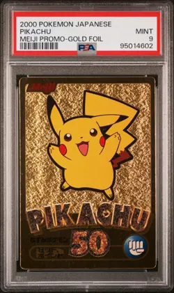 PSA 9 RARE! 2000 Pokemon Japanese Pikachu MEIJI Promo-Gold Foil - Image 1