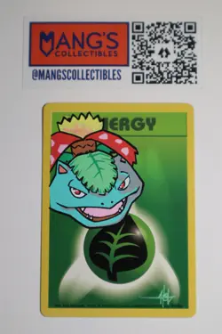 Pokemon TCG Base Set Unlimited Grass Energy with Venusaur Sketch by Creees Lee - Image 1