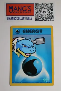 Pokemon TCG Base Set Unlimited Water Energy with Blastoise Sketch by Creees Lee - Image 1