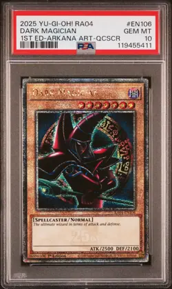 Yugioh PSA 10 2025 Dark Magician RA04-EN106 QCR 1st Edition "Arkana Art" *5411 - Image 1