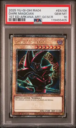 Yugioh PSA 10 2025 Dark Magician RA04-EN106 QCR 1st Edition "Arkana Art" *5405 - Image 1