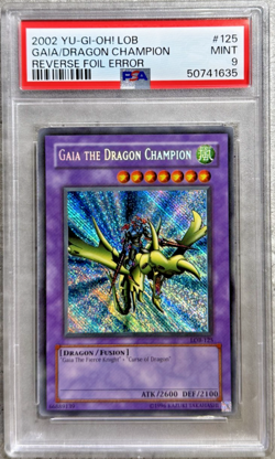 Yugioh Card Gaia The Dragon Champion Reverse Holo Error PSA 9 Mint, LOB-125 2002 - Image 1