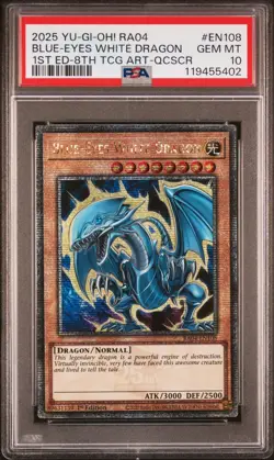Yugioh PSA 10 2025 Blue-Eyes White Dragon RA04-EN108 QCR 1st Edition "8th" *5402 - Image 1