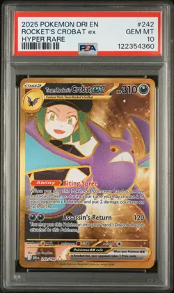Pokemon S&V Destined Rivals #242 FA Gold Team Rocket's Crobat PSA 10 Gem Mint - Image 1