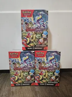 SET OF 3 - Scarlet And Violet Base Set Booster Bundle Pokemon Cards SEALED - Image 1